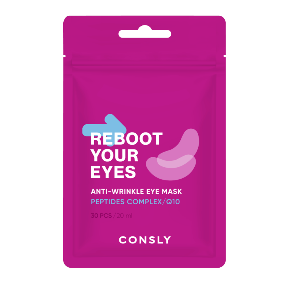 Тканевые патчи с пептидами CONSLY Eyes Reboot Peptides&Q10 Anti-Wrinkle Eye Mask 30 шт