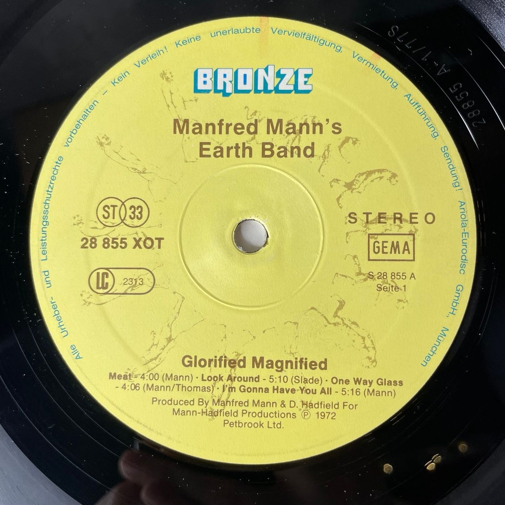 Винтажная виниловая пластинка LP Manfred Mann's Earth Band, Glorified Magnified (Германия 1977)