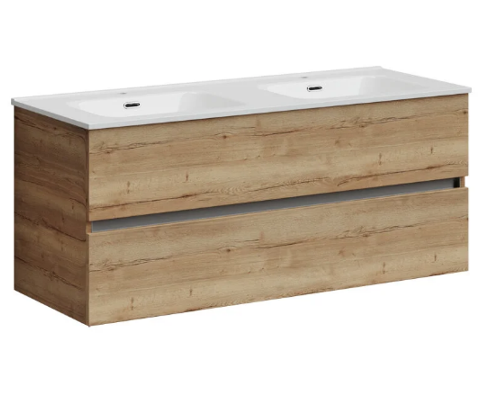 Тумба подвесная SANCOS Urban 1190х450х550, c двумя ящиками оснащенными доводчиками, дуб галифакс натуральный , арт. UR120-2EG