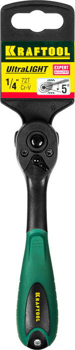 KRAFTOOL 1/4″, 72 зубца, пластиковое покрытие, трещотка для торцовых головок (27796-1/4)