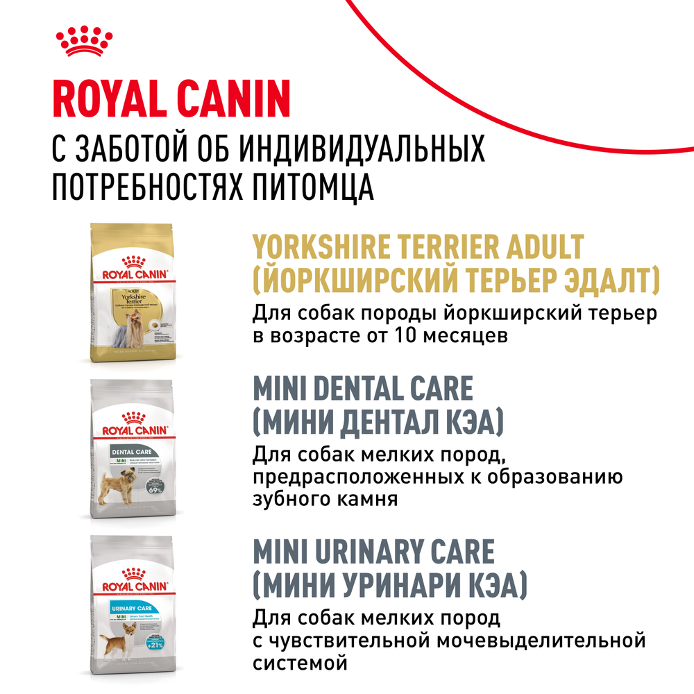 Royal Canin Yorkshire Terrier Adult 8+ Йоркширский Терьер Эдалт Корм сухой для стареющих собак породы Йоркширский Терьер 1,5кг