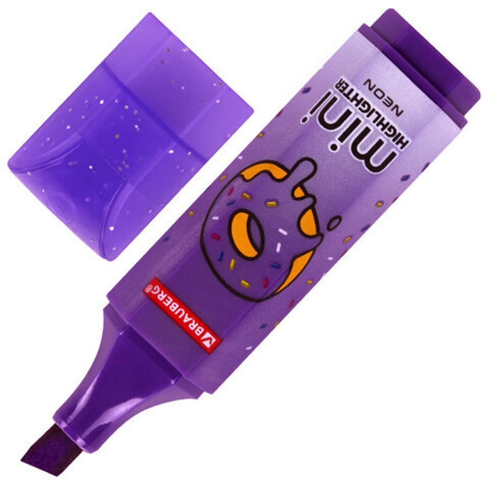 Текстовыделитель мини с принтами BRAUBERG "NEON", АССОРТИ В ПЛАСТИКОВОЙ БАНКЕ, 1-5 мм, 152535