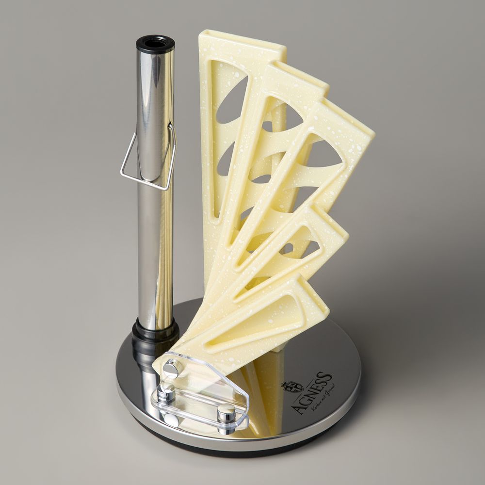 НАБОР НОЖЕЙ AGNESS С НОЖНИЦАМИ И МУСАТОМ НА ПЛАСТИКОВОЙ ПОДСТАВКЕ, 8 ПРЕДМЕТОВ