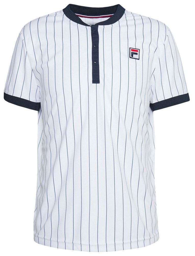 Мужское теннисное поло Fila T-Shirt Stripes Button M - white/peacoat blue