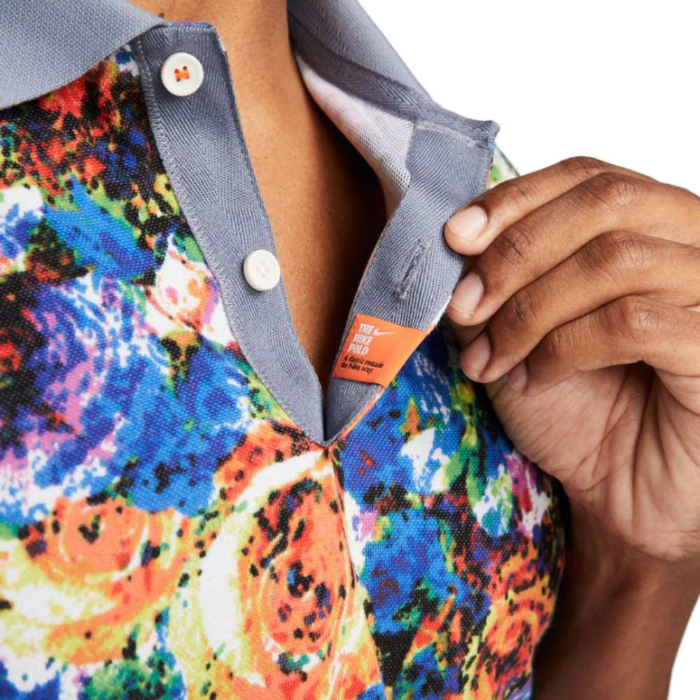 Мужское теннисное поло Nike Dri-Fit Printed Slim Fit Polo - ashen slate/white