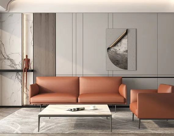 Диван Bisq 211 см, коричневая кожа