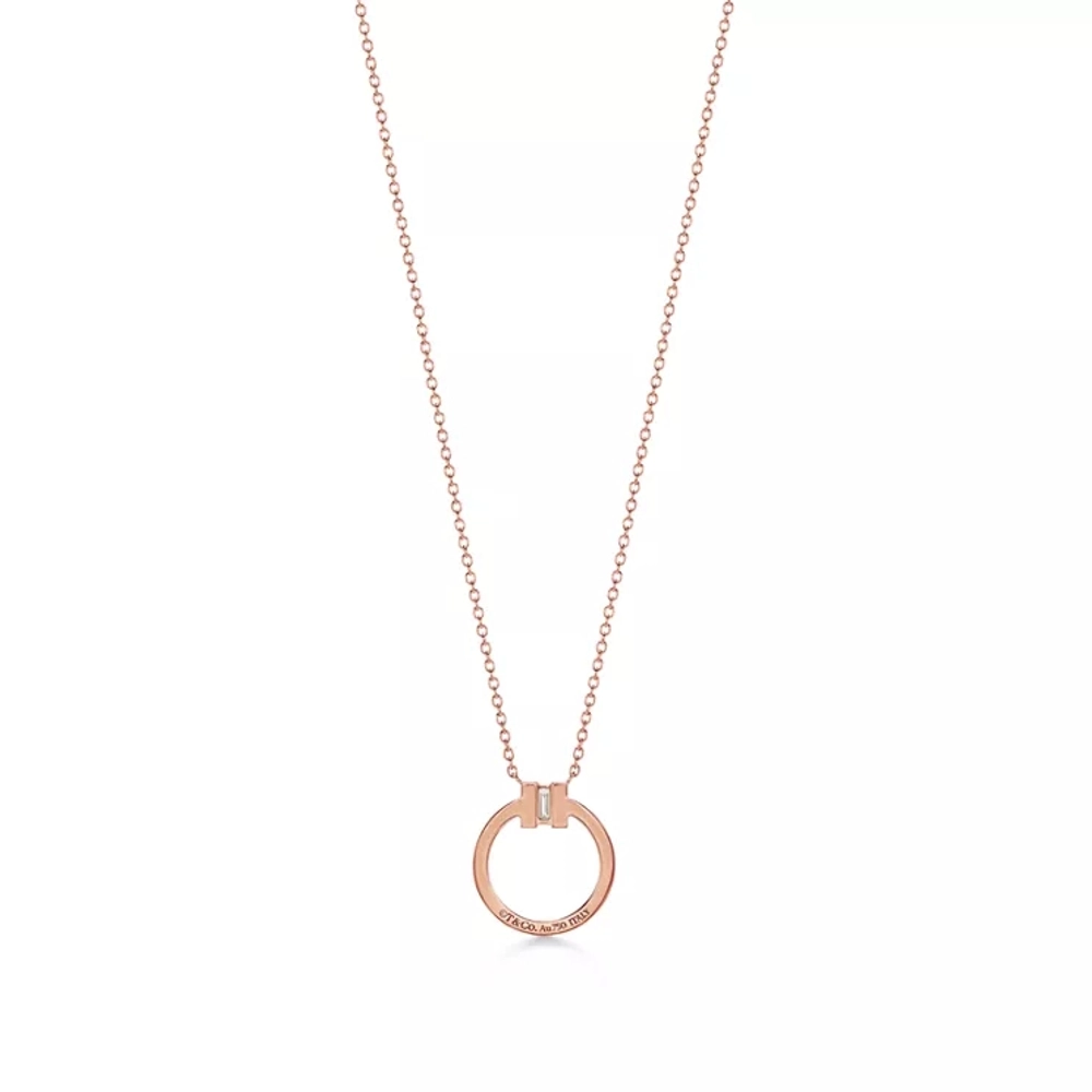 Подвеска из розового золота 18k с бриллиантами, Tiffany 💠 T collection - Единственная в наличии