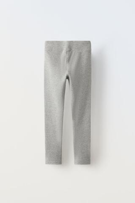 ZARA ЛЕГИНСЫ В РУБЧИК С НАШИВКОЙ, СЕРЫЙ С МЕЛАНЖЕВЫМ ЭФФЕКТОМ