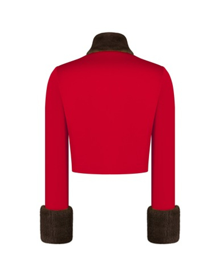 Жакет прямой с меховой отделкой