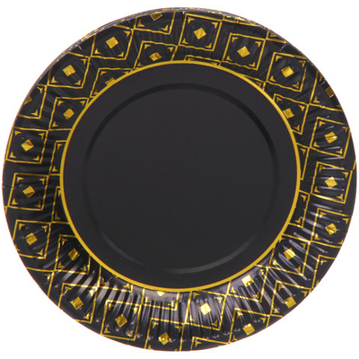 Тарелка бумажная 18 см в наборе 10 шт «Элегант», черный