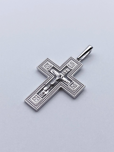 Крест из серебра/Родий/С подвижным ухом