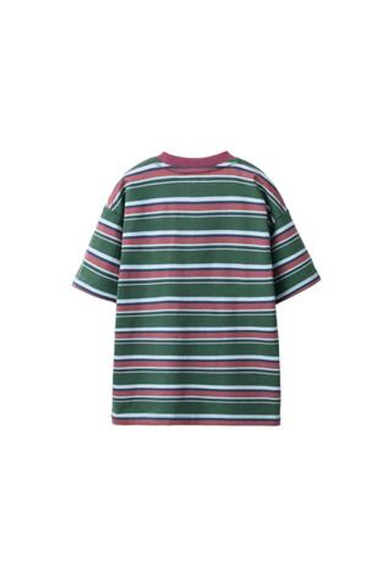 ZARA ФУТБОЛКА С ПРИНТОМ В ПОЛОСКУ, ЗЕЛЕНЫЙ