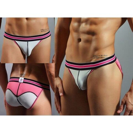 Мужские трусы танга GMW Tanga White Pink