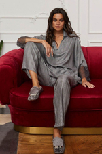 Уютные домашние брюки в черно-белую клетку (Размер: L) (Цвет: черный с белым)