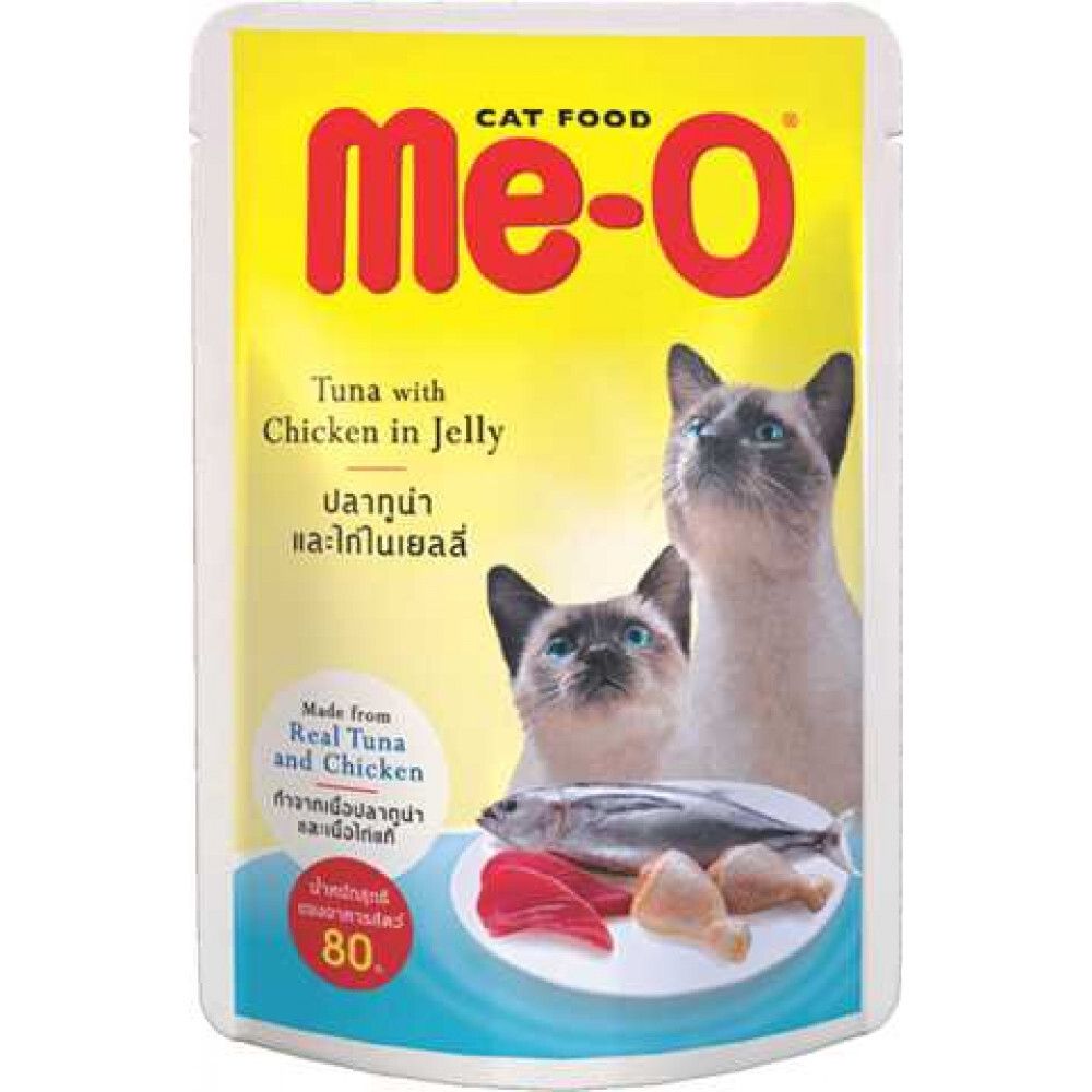 МЕ-О Паучи для кошек Тунец с Курицей в желе 80г