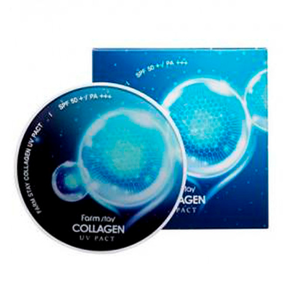 Компактная пудра с Коллагеном #21 тон Бежевый SPF50+ PA+++ FarmStay Collagen UV Pact Beige
