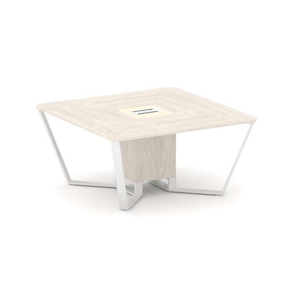 Steel Meet Стол переговорный квадратный KM-PR.B.SP-08 Денвер Светлый/Ваниль Глянец/Металл Белый 1600