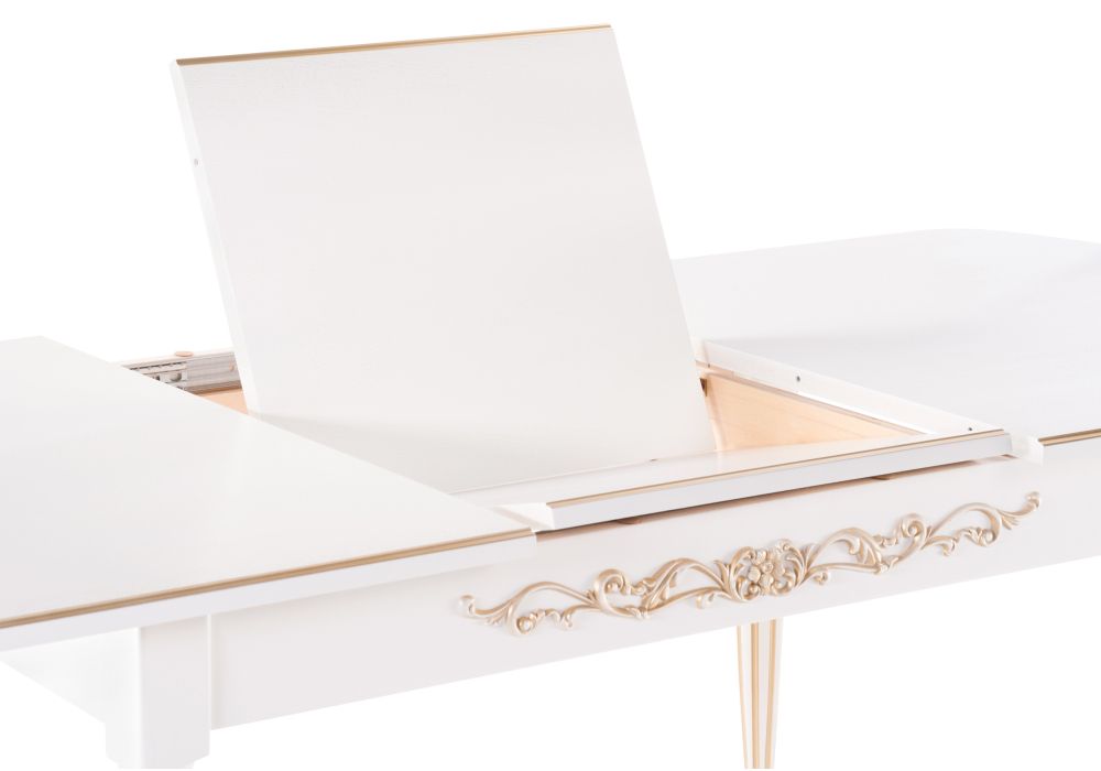 Стол Бевье 150(200)х90х77 молочный / золото