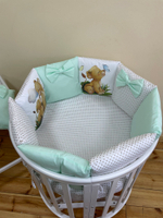 Комплект в кроватку 18 предметов "Король лев" зеленый, сатин