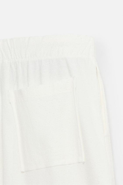 ZARA БРЮКИ СВОБОДНОГО КРОЯ С ТЕКСТУРОЙ, БЕЛЫЙ