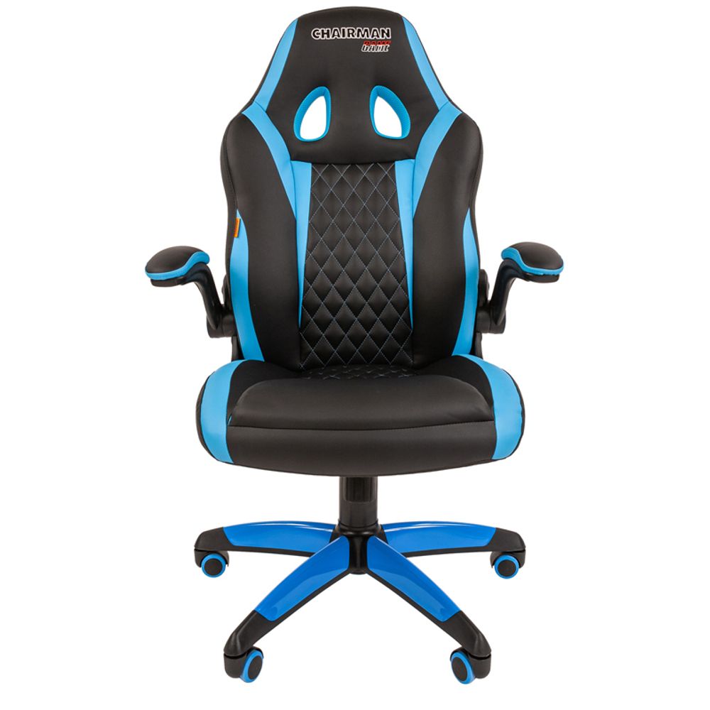 Кресло игровое Chairman "Game 15", экокожа черная/голубая, механизм качания