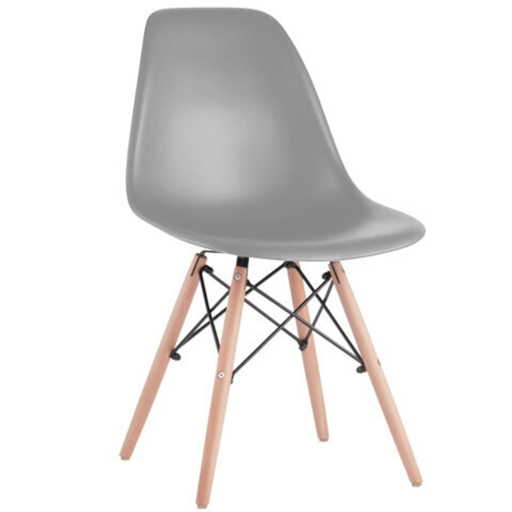 Стулья BRABIX "Eames CF-010", КОМПЛЕКТ 4 шт., пластик серый, опоры дерево/металл, 532632, 2033A