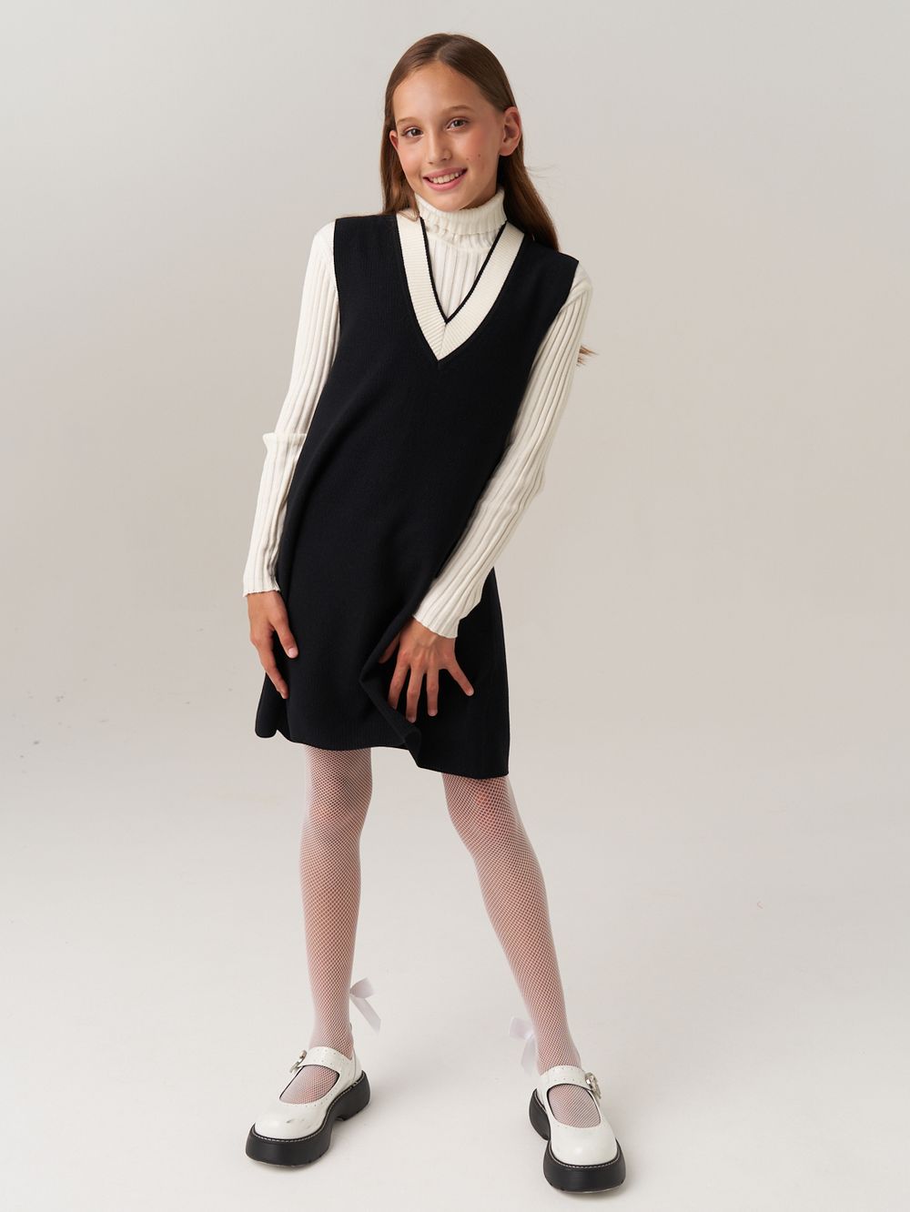 Сарафан школьный для девочки AT974 черный