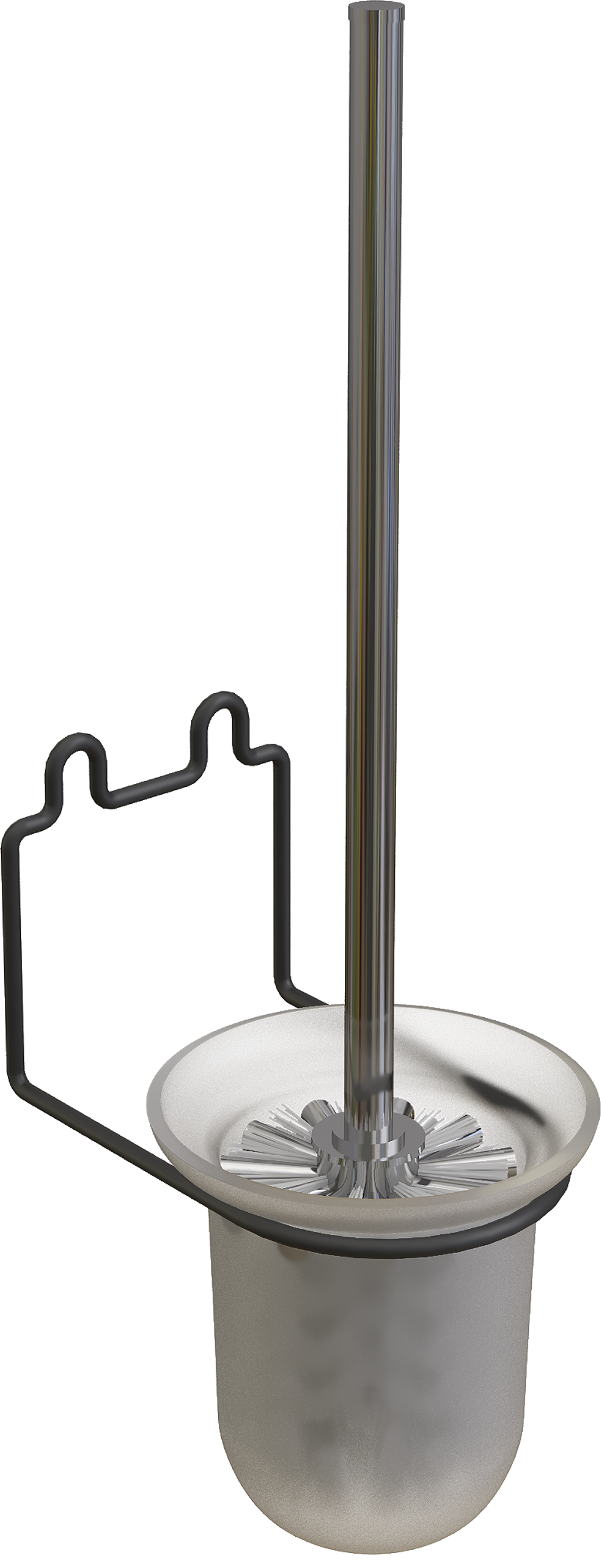 Ершик для унитаза DIWO Смоленск ПК14787 настенный, черный, хром, с подставкой и держателем