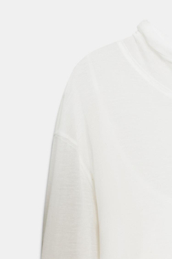 ZARA ФУТБОЛКА ИЗ ЛИОЦЕЛЛА И ЛЬНА, БЕЛЫЙ
