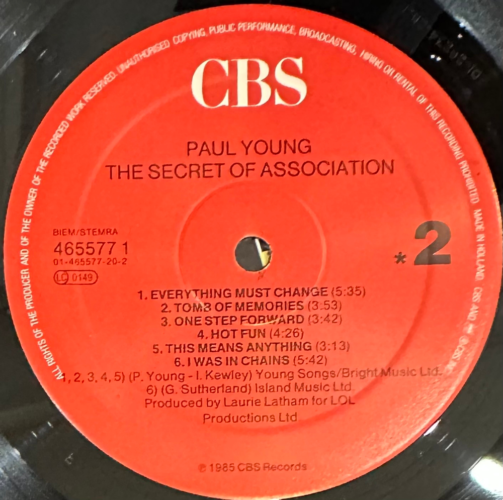 Paul Young - The Secret Of Association (Голландия 1985г.)