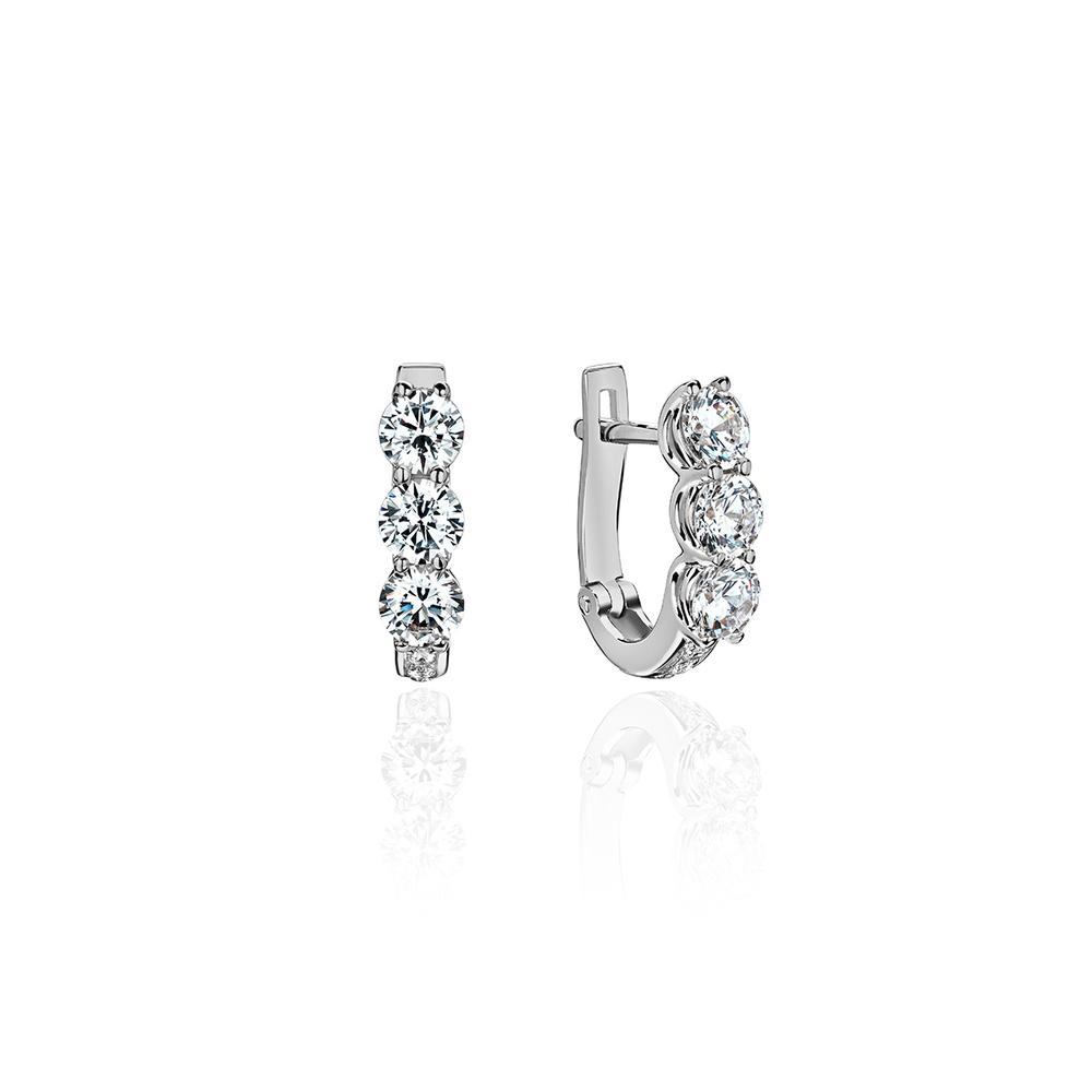 Серьги с фианитом из белого золота 585 пробы JA-S-1С125142