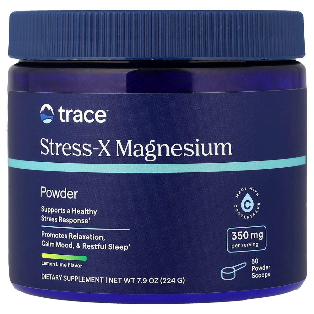 Trace, Stress-X, магний в порошке, со вкусом лимона и лайма, 224 г (7,9 унции)