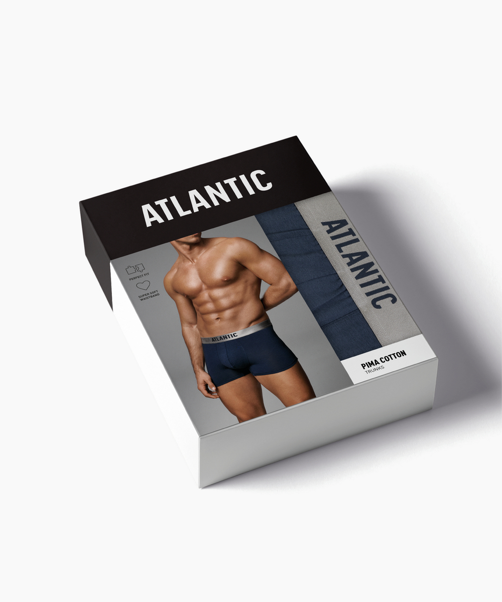 Мужские трусы шорты Atlantic, 1 шт. в уп., пима хлопок, сине-зеленые, MH-1203