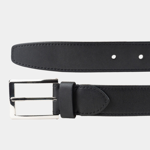 Ремень мужской кожаный из теленка черного цвета в ширина 35мм пряжка Сталь