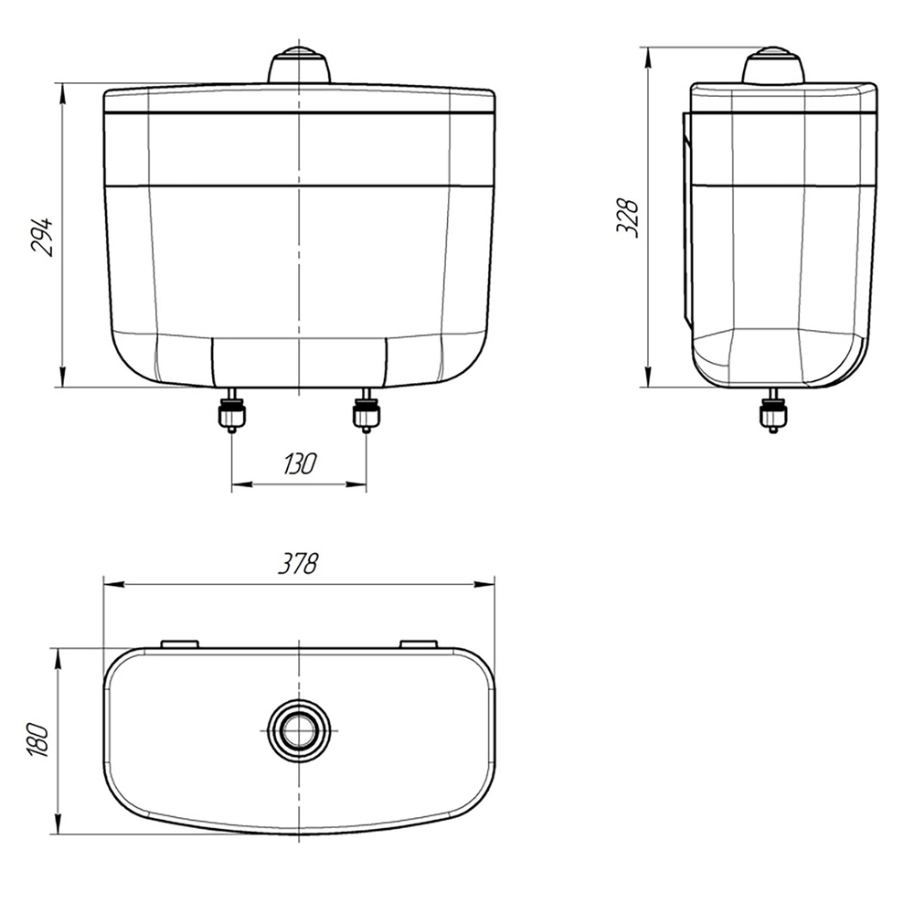 Бачок д/ун. нижний, кноп. белая, пласт. Инкоэр