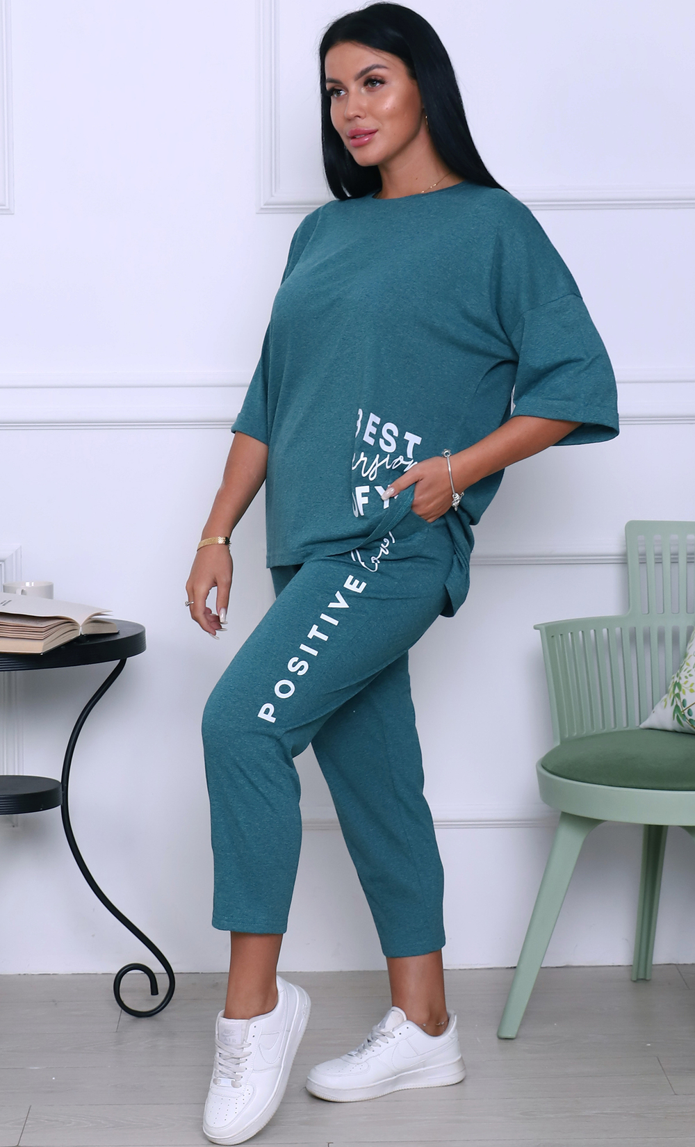 [m]К/Ж бриджи+футболка д/р(норма) М523