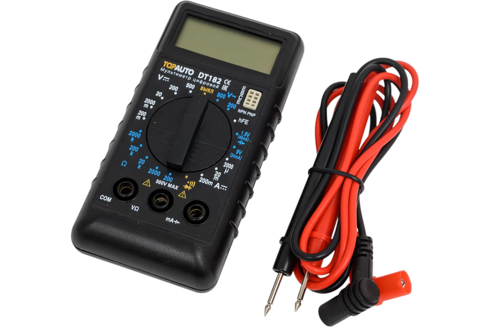 Цифровой мультиметр TopAuto звуковая прозвонка цепи, компактный в блистере DT182