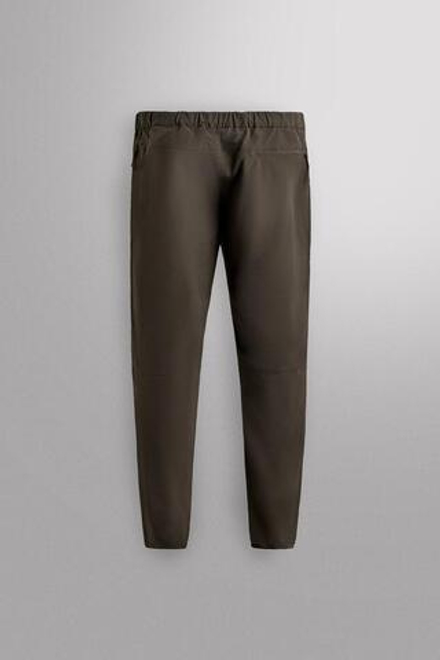 ZARA БРЮКИ ИЗ ВЫСОКОТЕХНОЛОГИЧНОЙ ТКАНИ С РЕМНЕМ, ТЕМНО-КОРИЧНЕВЫЙ