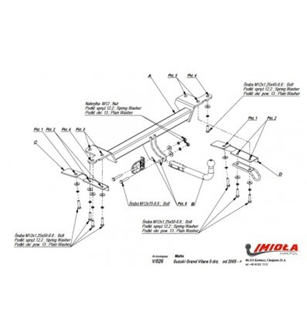 Фаркоп IMIOLA V.026 Suzuki Grand Vitara 2005-2014(паспорт и сертификат в комплекте)(без электрики)