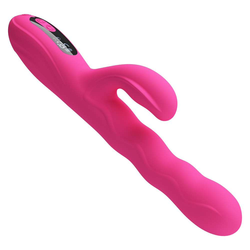 Розовый вибростимулятор-кролик с волновыми движениями Winters - 25,2 см. (Цвет: розовый)