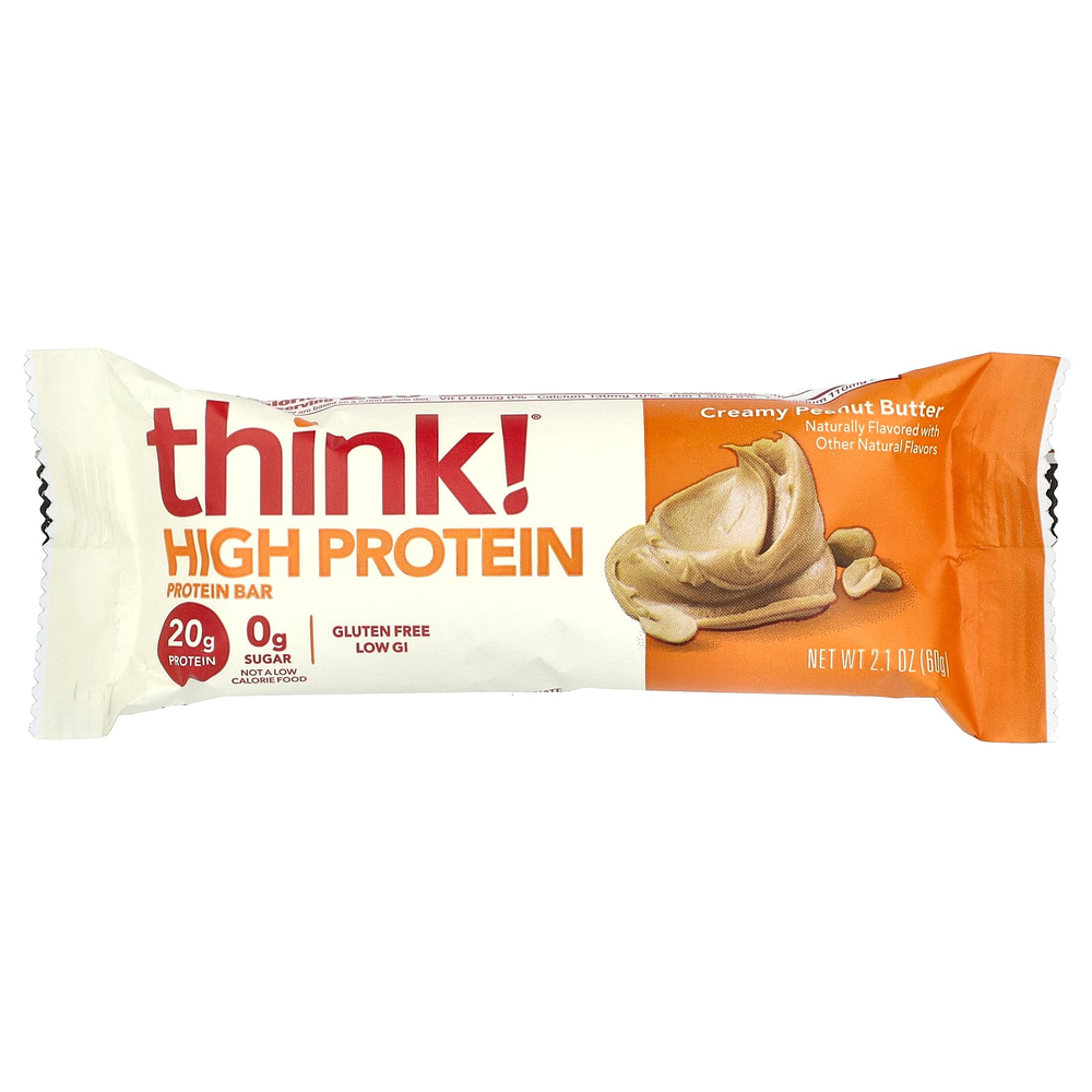 Think !, Высокопротеиновые батончики, арахисовая крем-паста, 5 батончиков, 60 г (2,1 унции) каждый