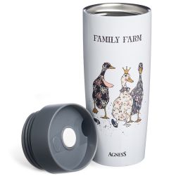 ТЕРМОКРУЖКА AGNESS "FAMILY FARM" 360МЛ, КОЛБА НЕРЖ.СТАЛЬ 18/10