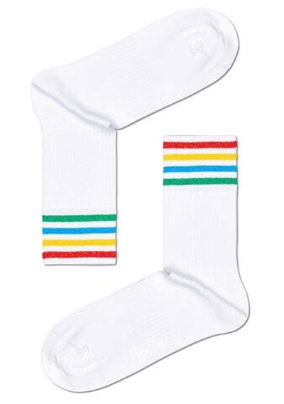 Носки унисекс Colour Cuff 3/4 Crew Sock с цветными полосками на резинке (Размер: 29) (Цвет: белый)