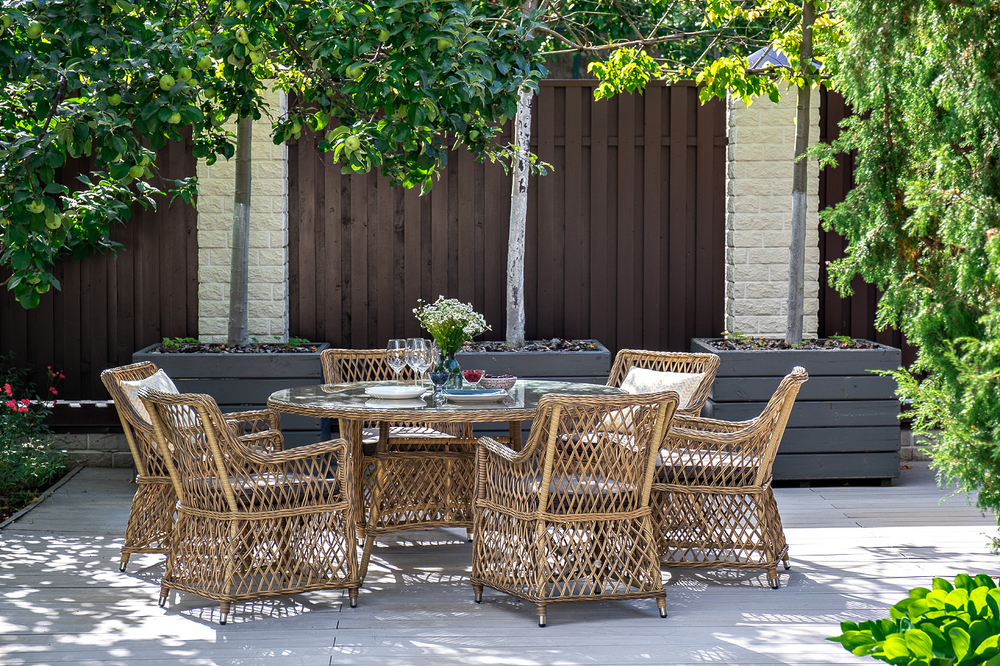 "Эспрессо–150 L" обеденная группа плетеная, цвет соломенный