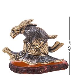 Народные промыслы AM-4153 Фигурка «Заяц на улитке Дерби» (латунь, янтарь)