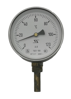 Термометр биметаллический ТБП-100 (0+120), 50мм, G1/2, 2.5, радиальный, показывающий