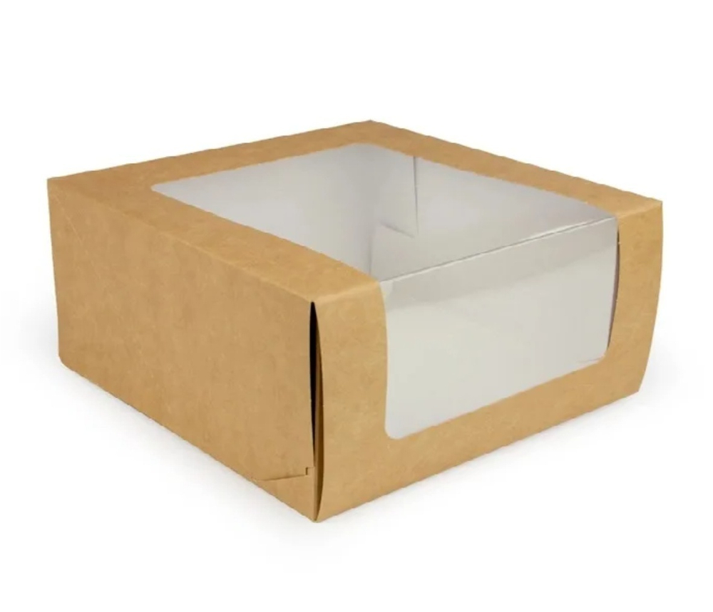 Коробка КРАФТ с панорамным окном 21х21х10 см