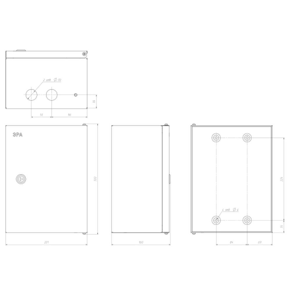 Корпус металлический ЭРА SIMPLE ЩМПг-00 (290х220х155) IP54 У2 серый | Корпуса металлические с монтажной панелью