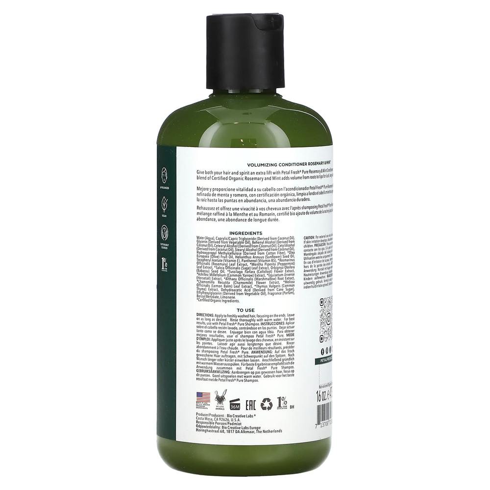 Petal Fresh, Pure, кондиционер для придания объема, розмарин и мята, 16 жидких унций (475 мл)