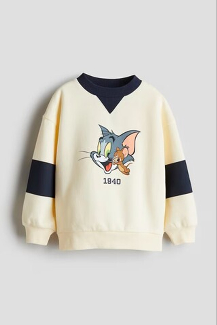 H&M Толстовка оверсайз с принтом, светло-желтый